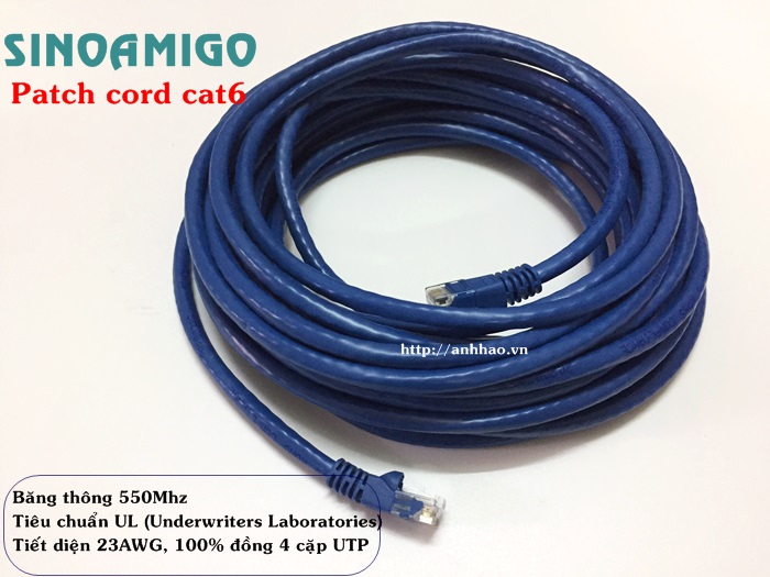 Dây nhảy cat6 7M Sinoamigo SN-20108 lõi đồng hàng chính hãng (màu xanh)